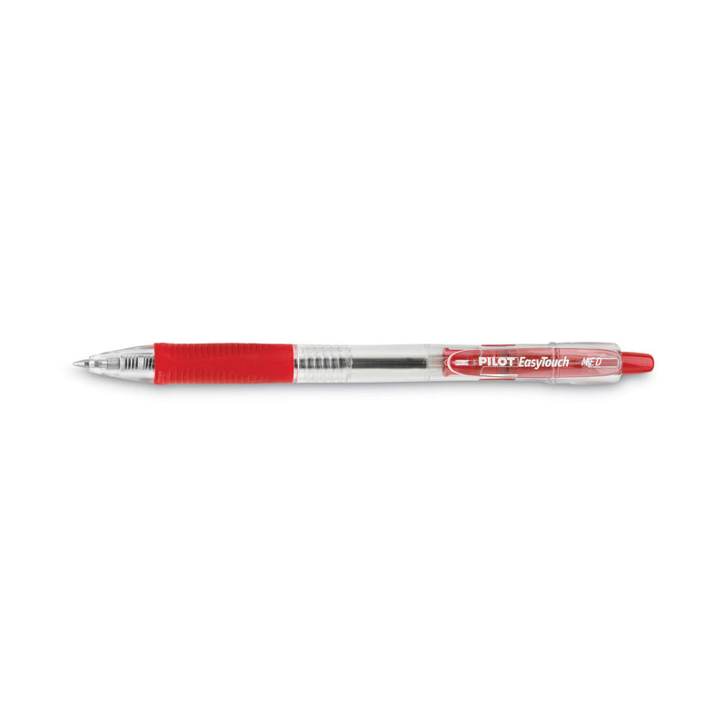 Pilot EasyTouch Ballpoint Pen, Retractable, Medium 1 mm, Red Ink, Clear Barrel, Dozen