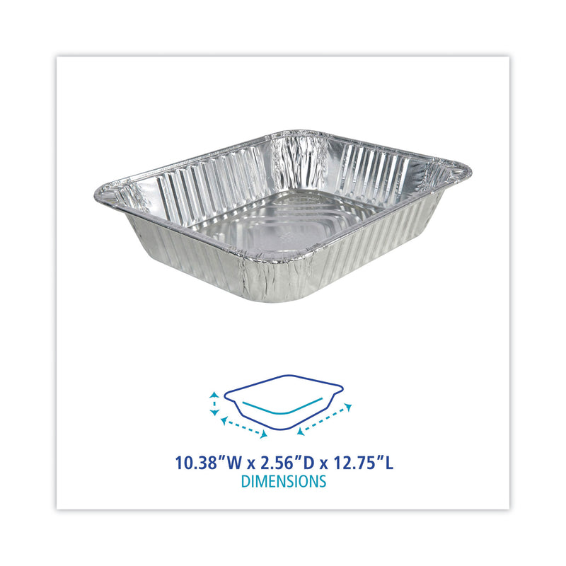 Boardwalk Aluminum Steam Table Pans, Half-Size Deep—128 oz., 2.56" Deep, 10.38 x 12.75, 100/Carton