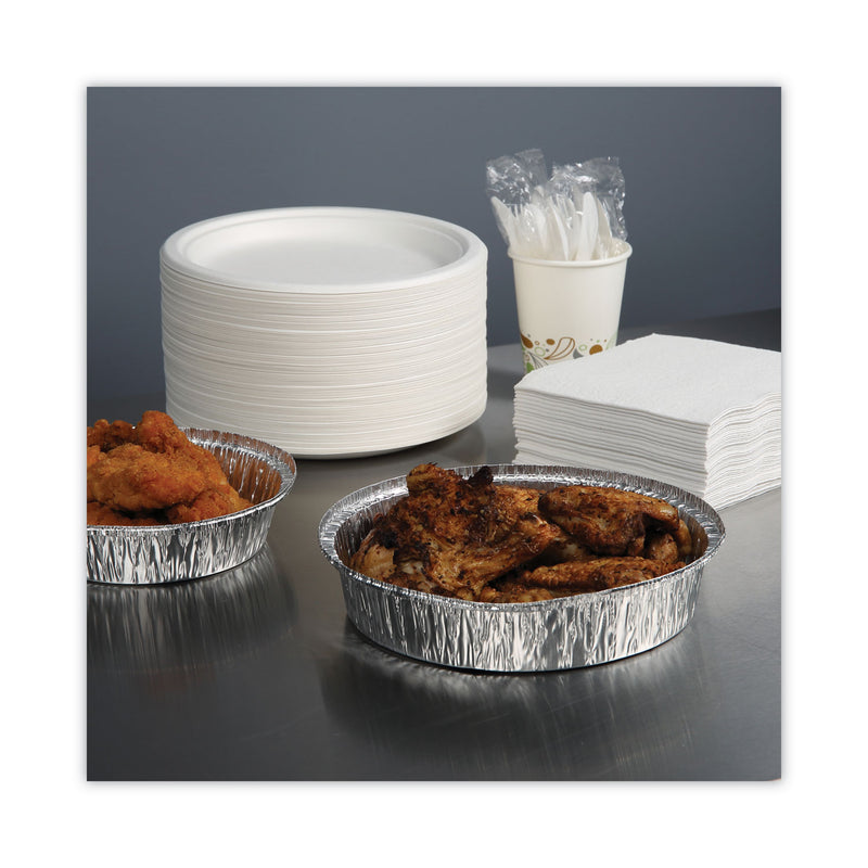 Boardwalk Round Aluminum To-Go Containers, 48 oz, 9" Diameter x 1.66"h, Silver, 500/Carton