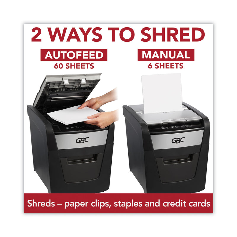 GBC AutoFeed+ 60X Super Cross-Cut Home Shredder, 60 Auto/6 Manual Sheet Capacity