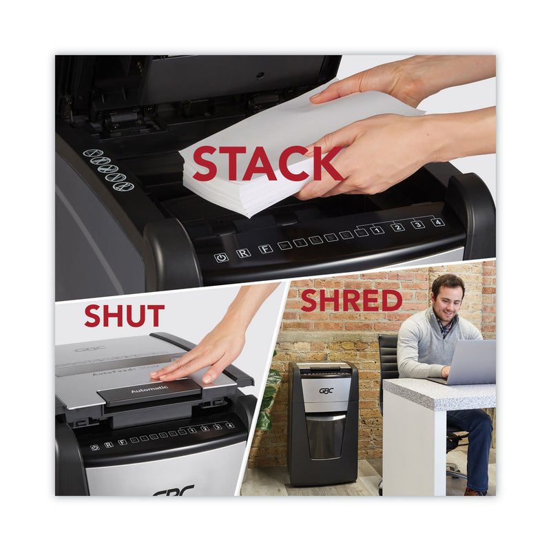 GBC AutoFeed+ 300X Super Cross-Cut Office Shredder, 300 Auto/10 Manual Sheet Capacity