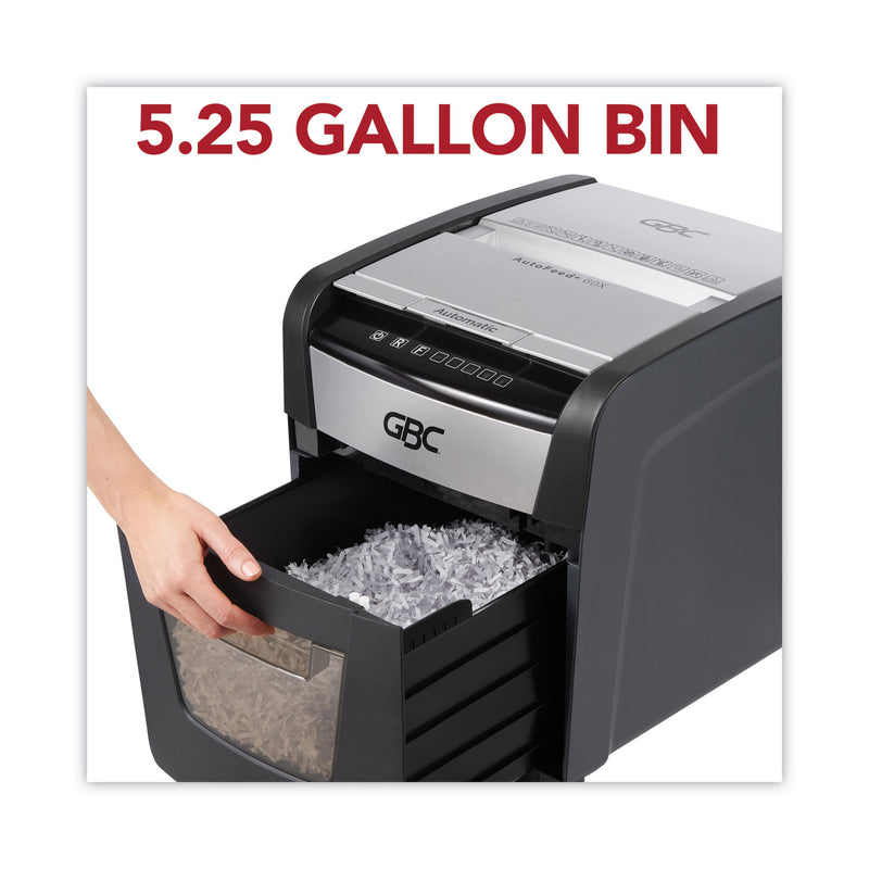 GBC AutoFeed+ 60X Super Cross-Cut Home Shredder, 60 Auto/6 Manual Sheet Capacity