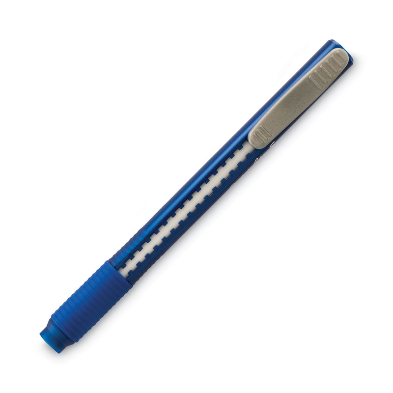 Pentel Clic Eraser Grip Eraser, For Pencil Marks, White Eraser, Blue Barrel