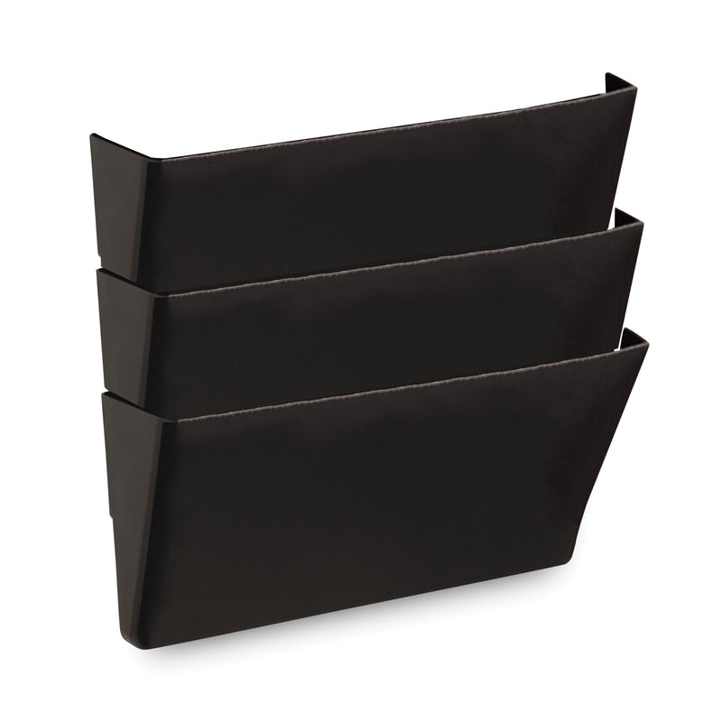 Universal Wall File Pockets, 3 Sections, Letter Size,13" x 4.13" x 14.5", Black, 3/Pack