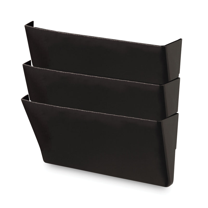 Universal Wall File Pockets, 3 Sections, Letter Size,13" x 4.13" x 14.5", Black, 3/Pack