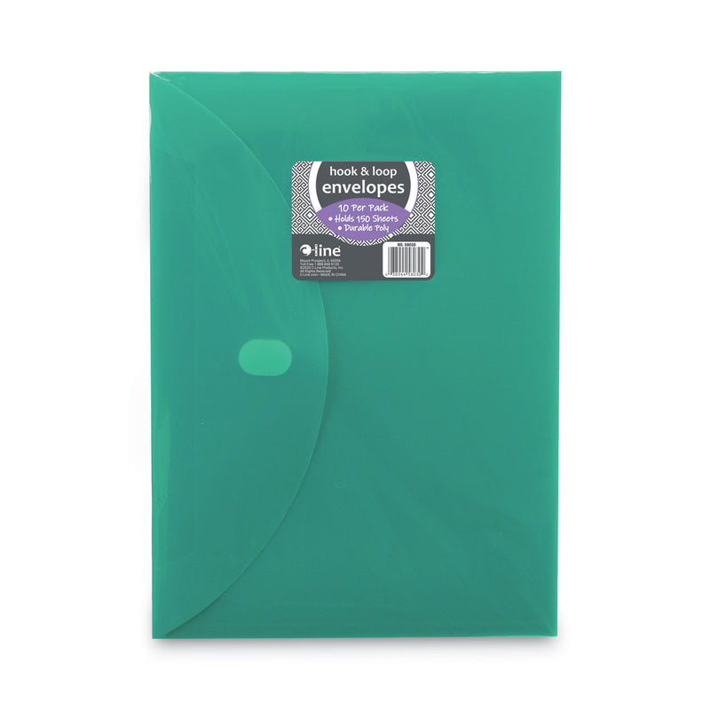 C-Line Reusable Poly Envelope, Hook/Loop Closure, 8.5 x 11, Assorted Colors, 10/Pack