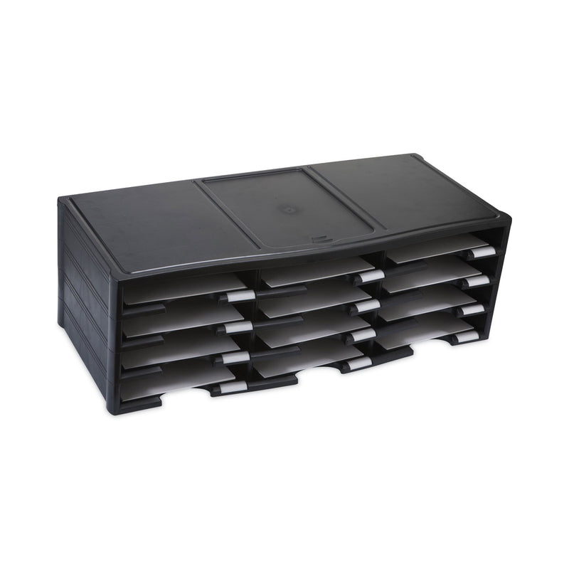 Storex Literature Organizer, 12 Compartments, 10.63 x 13.3 x 31.4, Black