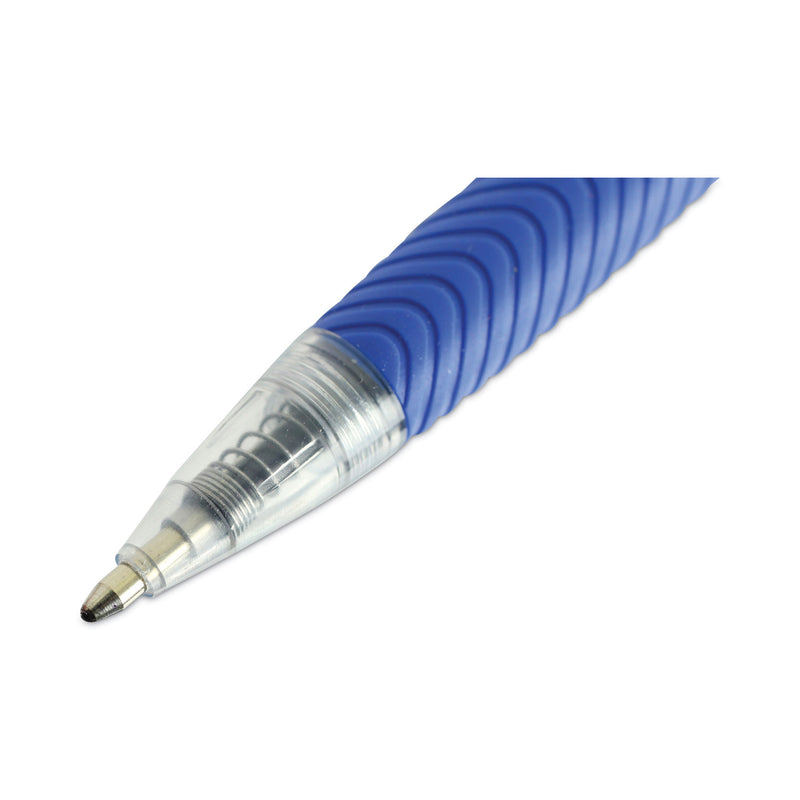 Universal Comfort Grip Ballpoint Pen, Retractable, Medium 1 mm, Blue Ink, Clear Barrel, Dozen