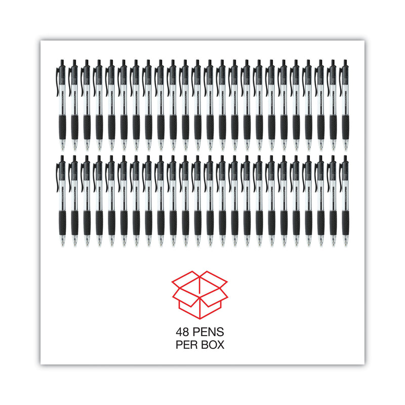 Universal Comfort Grip Ballpoint Pen, Retractable, Medium 1 mm, Black Ink, Clear Barrel, 48/Pack