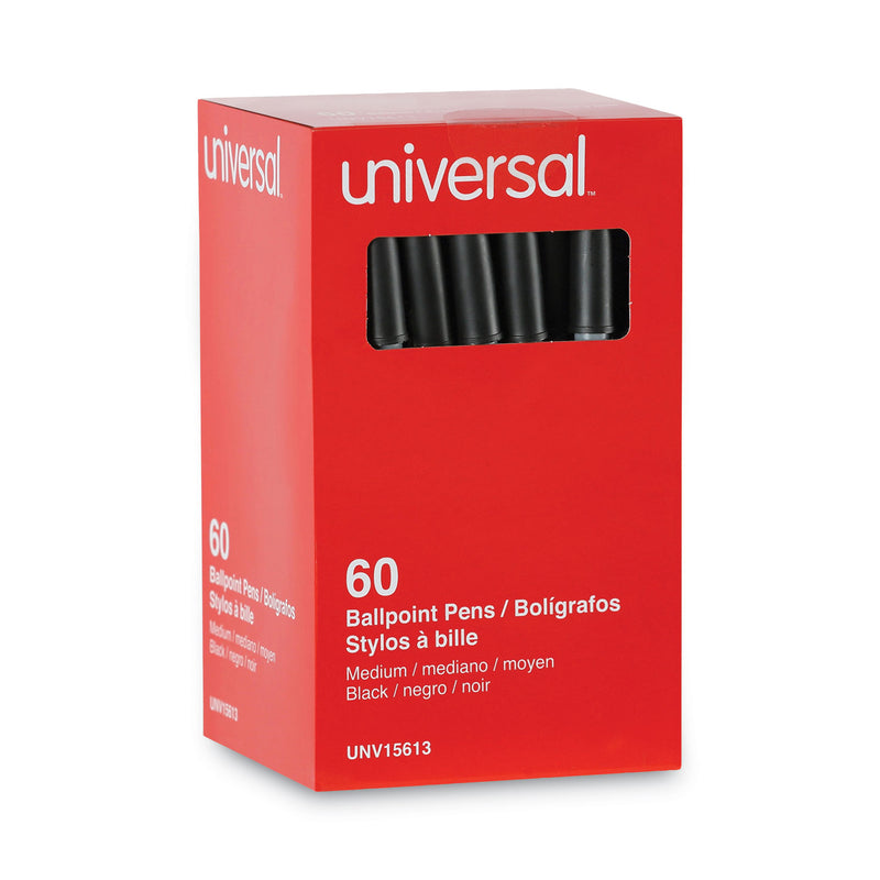 Universal Ballpoint Pen Value Pack, Stick, Medium 1 mm, Black Ink, Gray Barrel, 60/Pack