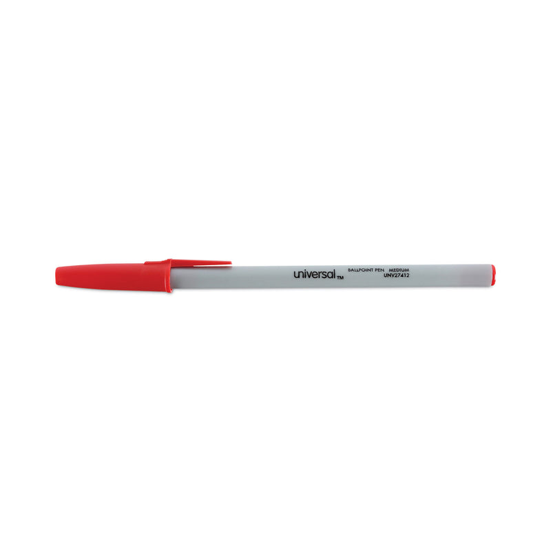 Universal Ballpoint Pen, Stick, Medium 1 mm, Red Ink, Gray Barrel, Dozen