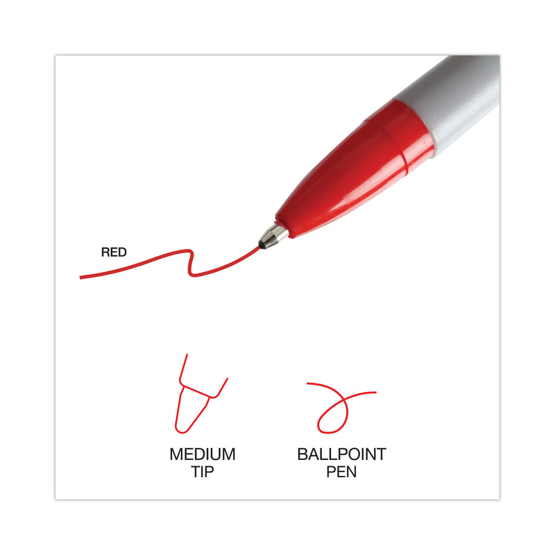 Universal Ballpoint Pen, Stick, Medium 1 mm, Red Ink, Gray Barrel, Dozen