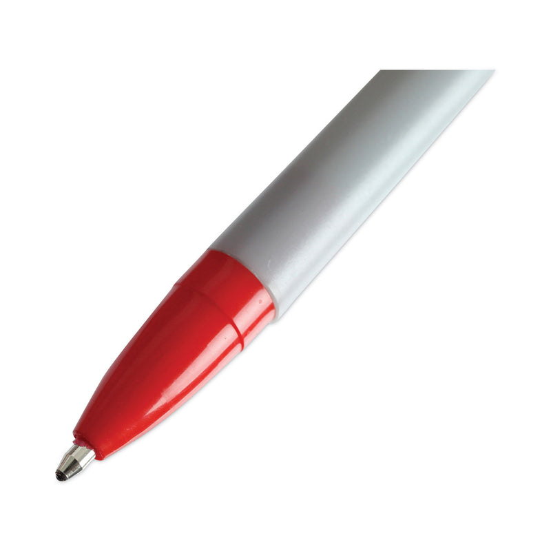 Universal Ballpoint Pen, Stick, Medium 1 mm, Red Ink, Gray Barrel, Dozen