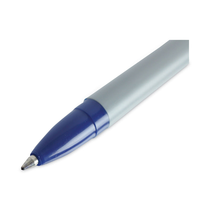 Universal Ballpoint Pen, Stick, Fine 0.7 mm, Blue Ink, Gray Barrel, Dozen