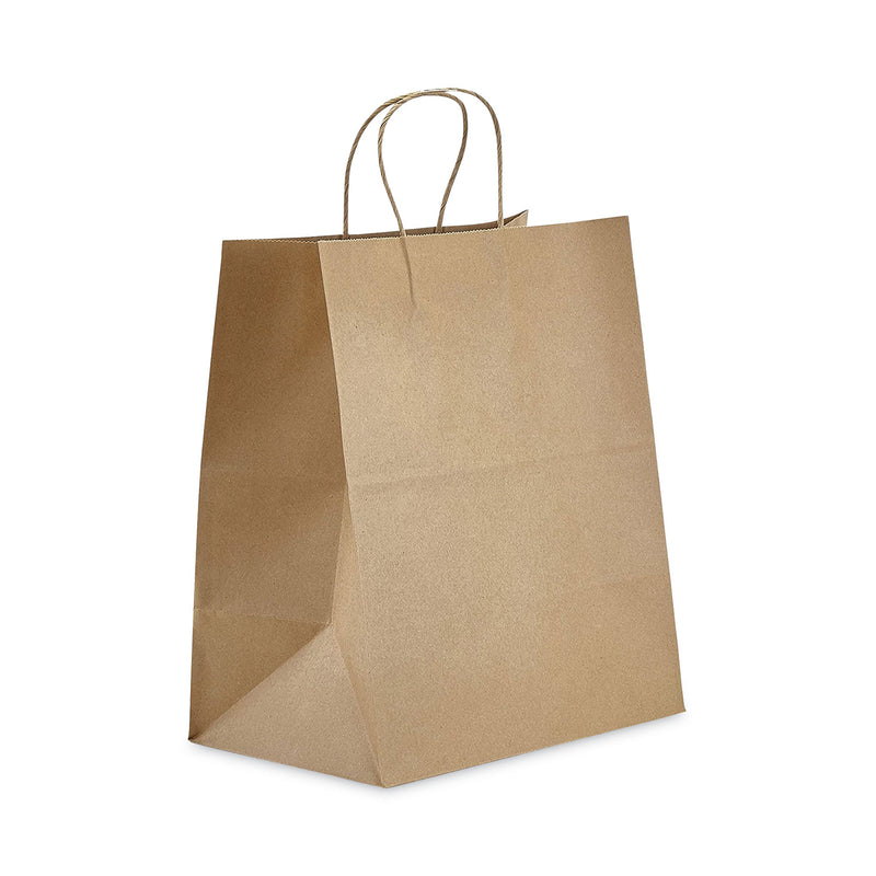 Prime Time Packaging Kraft Paper Bags, Bistro, 10 x 6.75 x 12, Natural, 250/Carton