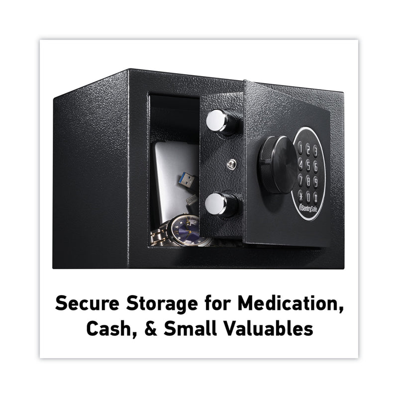 Sentry Electronic Security Safe, 0.14 cu ft, 9w x 6.6d x 6.6h, Black