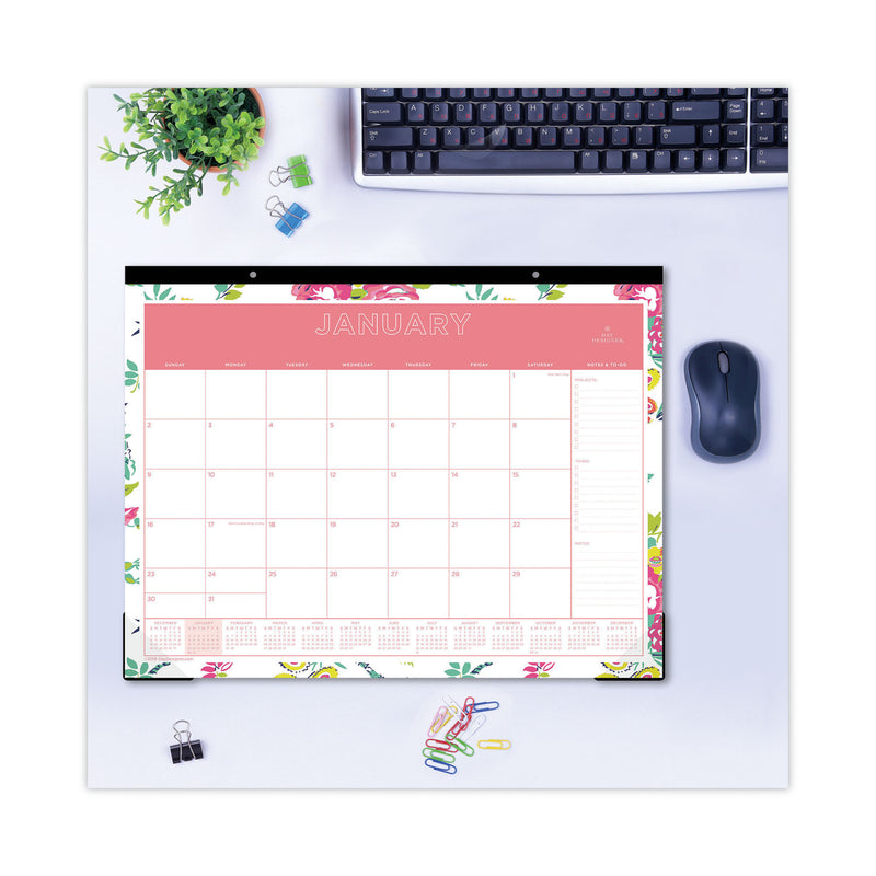 Blue Sky Day Designer Peyton Desk Pad Calendar, Floral Artwork, 22 x 17, Black Binding, Clear Corners, 12-Month (Jan-Dec): 2023