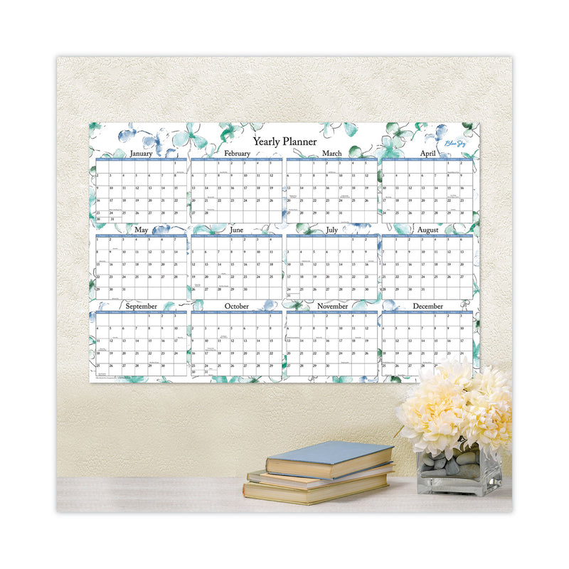 Blue Sky Lindley Laminated Erasable Wall Calendar, Lindley Floral Artwork, 36 x 24, White/Blue/Green Sheets, 12-Month (Jan-Dec): 2023