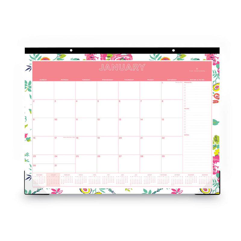 Blue Sky Day Designer Peyton Desk Pad Calendar, Floral Artwork, 22 x 17, Black Binding, Clear Corners, 12-Month (Jan-Dec): 2023