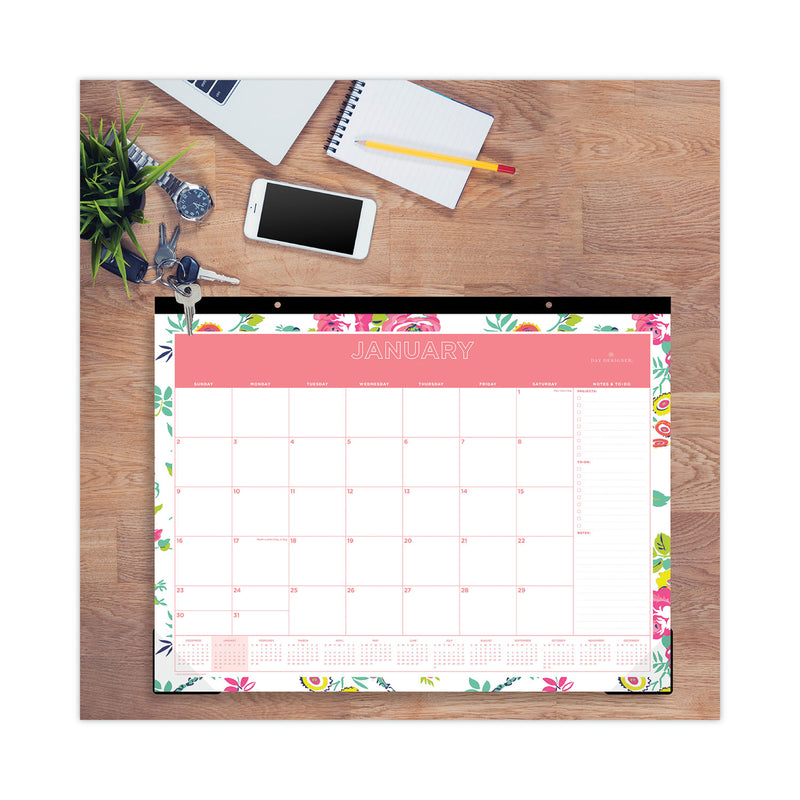 Blue Sky Day Designer Peyton Desk Pad Calendar, Floral Artwork, 22 x 17, Black Binding, Clear Corners, 12-Month (Jan-Dec): 2023