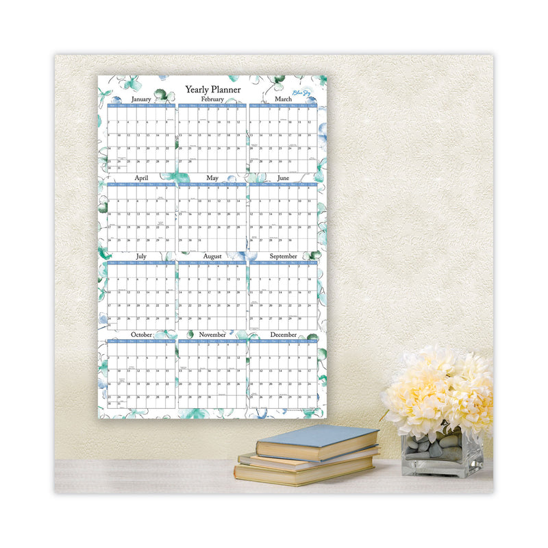 Blue Sky Lindley Laminated Erasable Wall Calendar, Lindley Floral Artwork, 36 x 24, White/Blue/Green Sheets, 12-Month (Jan-Dec): 2023