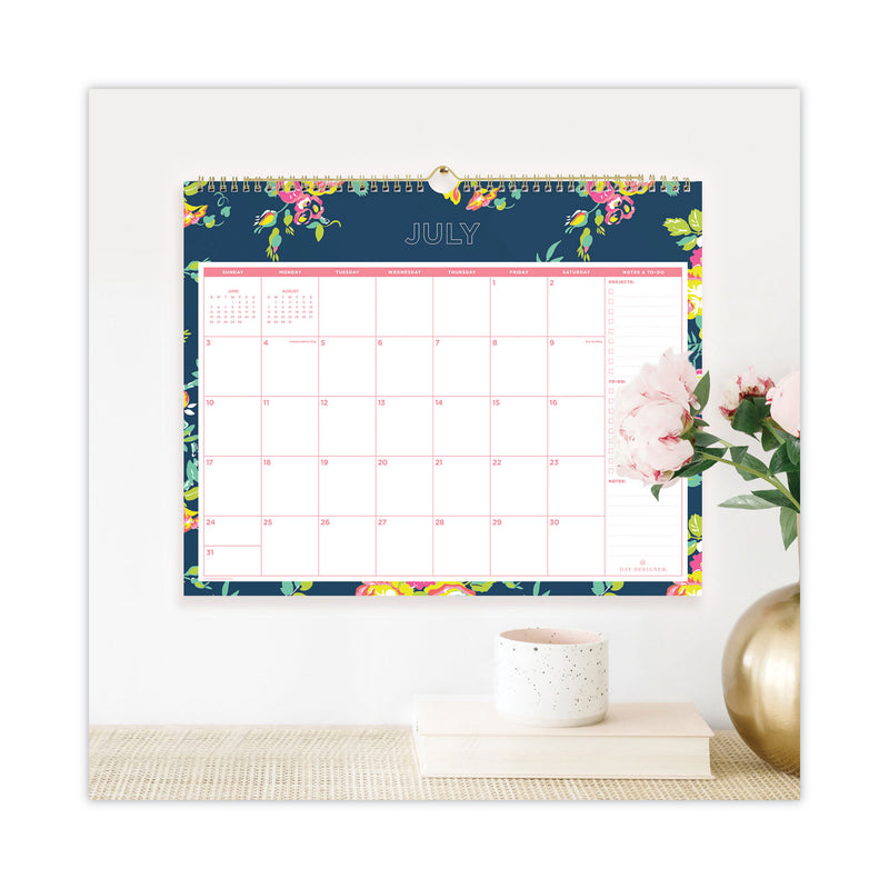 Blue Sky Day Designer Peyton Academic Wall Calendar, Floral Artwork, 15 x 12, White/Navy Sheets, 12-Month (July-June): 2022-2023