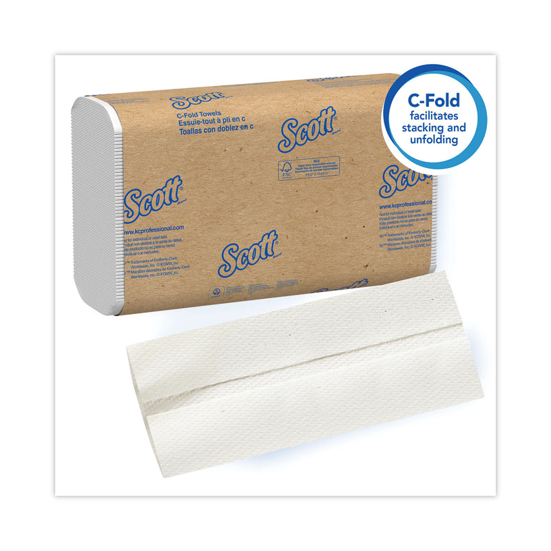 Scott Essential C-Fold Towels for Business, Absorbency Pockets, 10.13 x 13.15, White, 200/Pack, 12 Packs/Carton