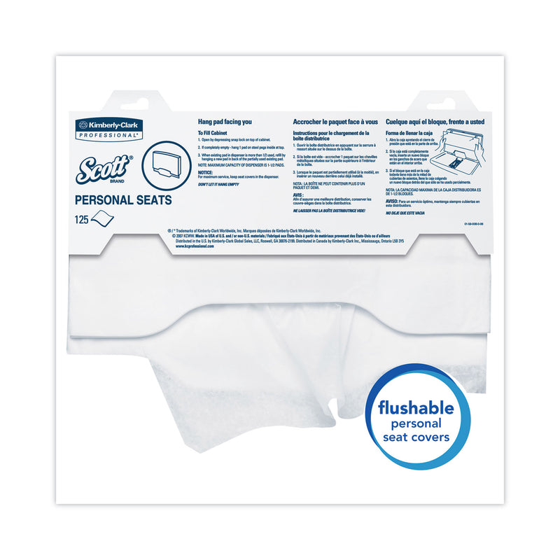 Scott Personal Seats Sanitary Toilet Seat Covers, 15 x 18, White, 125/Pack, 24 Packs/Carton