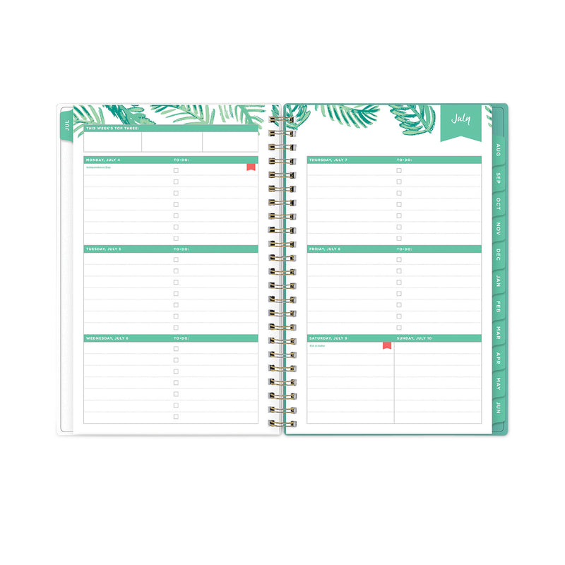 Blue Sky Day Designer Academic Year Weekly/Monthly Frosted Planner, Palms Artwork, 8 x 5, 12-Month (July-June): 2022-2023