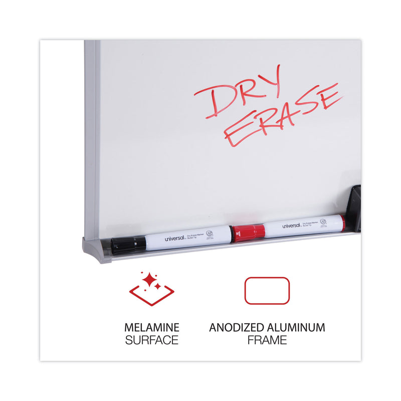 Universal Dry-Erase Board, Melamine, 24 x 18, Satin-Finished Aluminum Frame