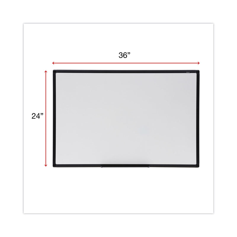 Universal Dry Erase Board, Melamine, 36 x 24, Black Frame