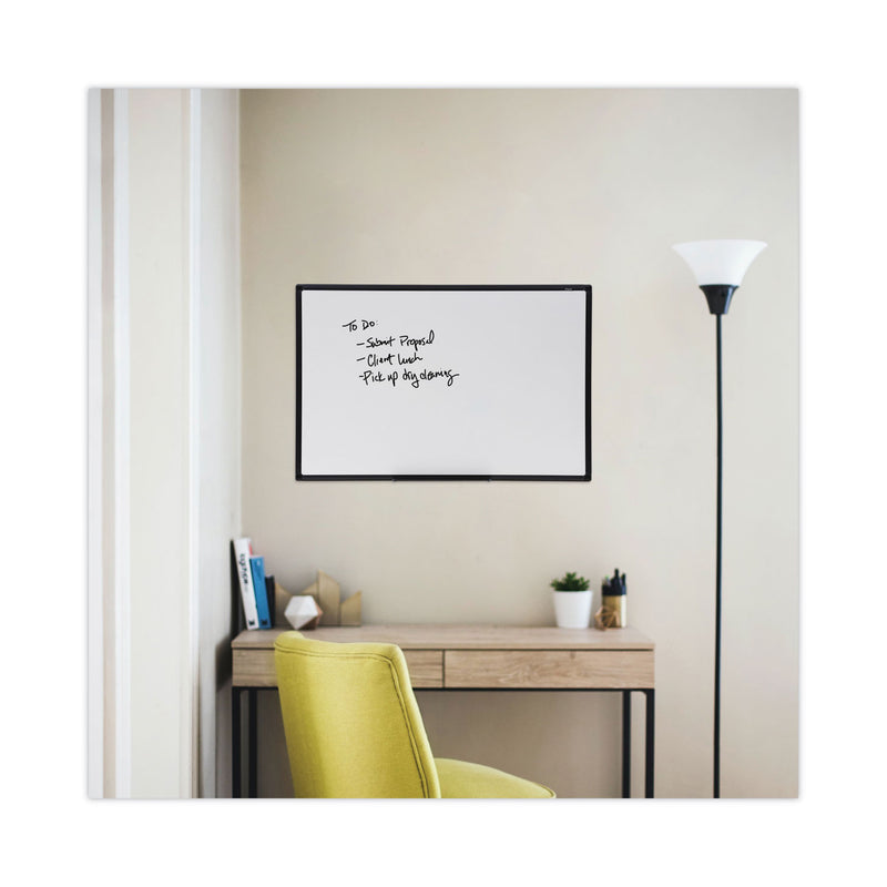 Universal Dry Erase Board, Melamine, 36 x 24, Black Frame