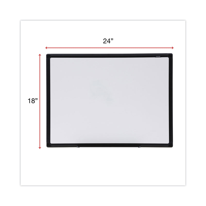 Universal Dry Erase Board, Melamine, 24 x 18, Black Frame