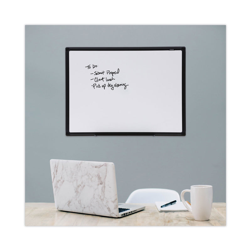 Universal Dry Erase Board, Melamine, 24 x 18, Black Frame