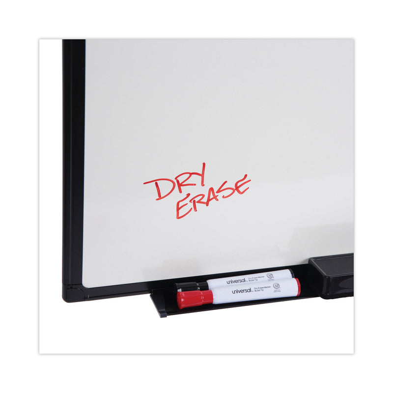 Universal Dry Erase Board, Melamine, 24 x 18, Black Frame