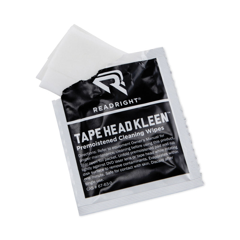 Read Right Tape Head Kleen Pad, Individually Sealed Pads, 5 x 5, 80/Box