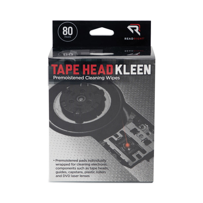 Read Right Tape Head Kleen Pad, Individually Sealed Pads, 5 x 5, 80/Box