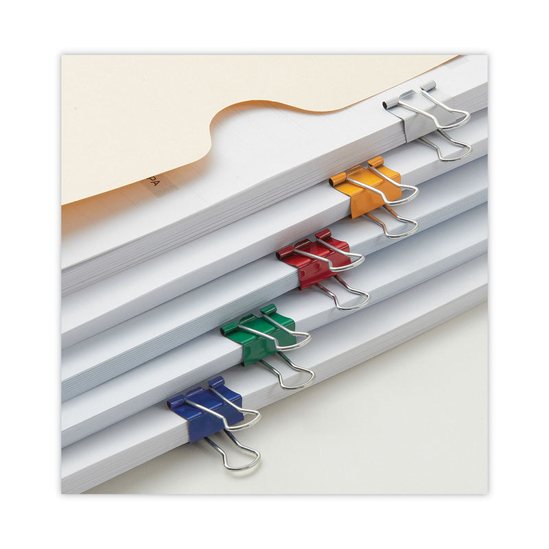 Universal Binder Clips with Storage Tub, Small, Assorted Colors, 40/Pack