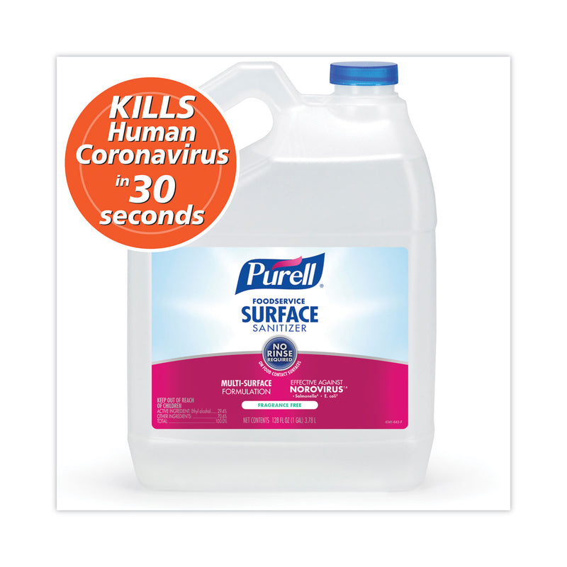 PURELL Foodservice Surface Sanitizer, Fragrance Free, 1 gal Bottle, 4/Carton