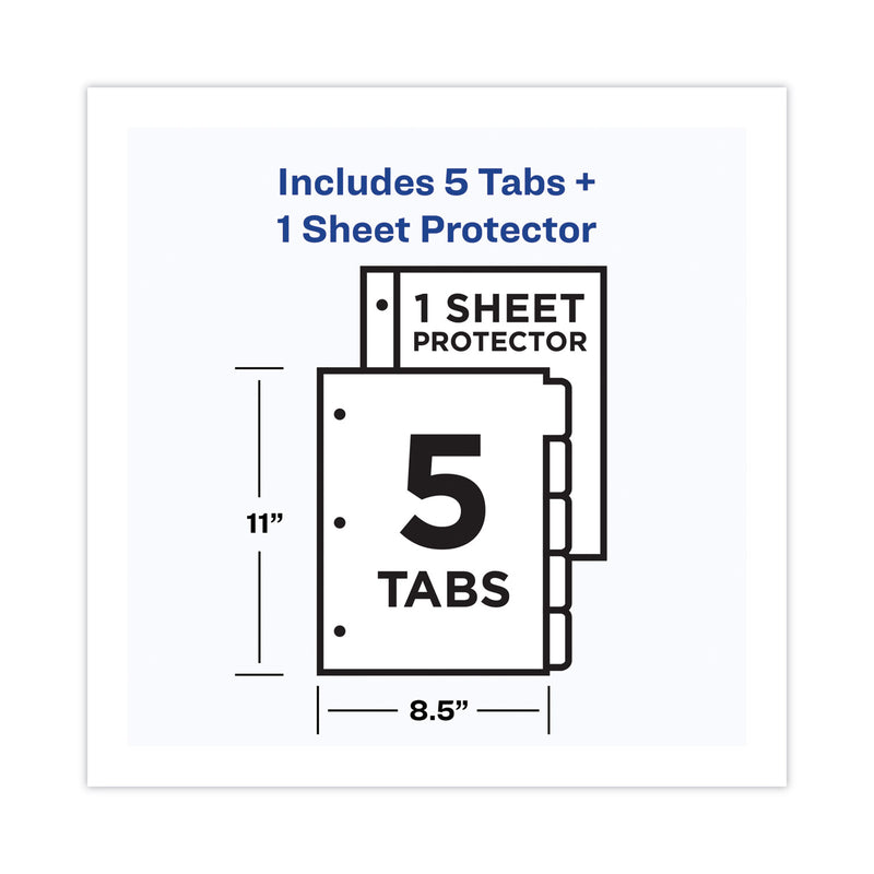 Avery Clear Easy View Plastic Dividers with Multicolored Tabs and Sheet Protector, 5-Tab, 11 x 8.5, Clear, 1 Set