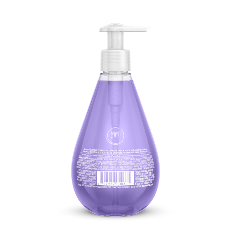 Method Gel Hand Wash, French Lavender, 12 oz Pump Bottle, 6/Carton