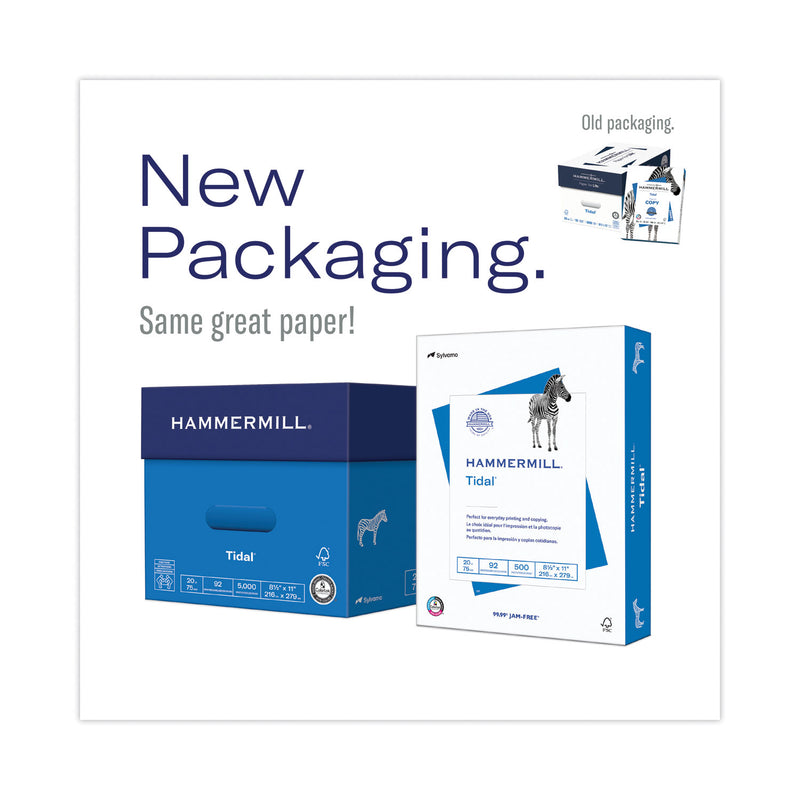 Hammermill Tidal Print Paper, 92 Bright, 20 lb Bond Weight, 8.5 x 11, White, 500 Sheets/Ream, 10 Reams/Carton, 40 Cartons/Pallet