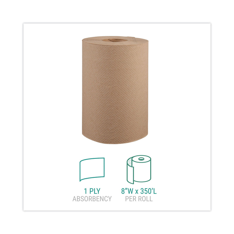 Windsoft Hardwound Roll Towels, 8" x 350 ft, Natural, 12 Rolls/Carton