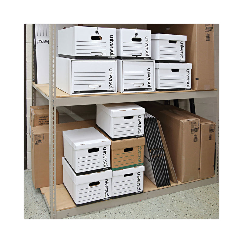 Universal Basic-Duty Economy Record Storage Boxes, Letter/Legal Files, 12" x 15" x 10", White, 10/Carton