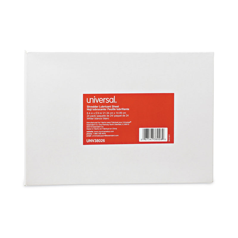 Universal Shredder Lubricant Sheets, 5.5 x 2.8, 24 Sheets/Pack