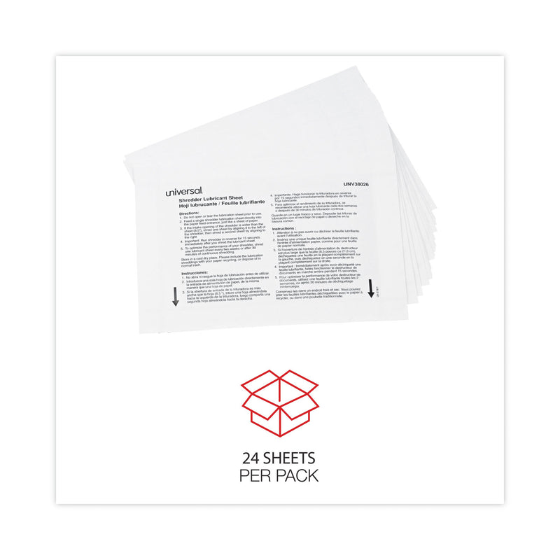 Universal Shredder Lubricant Sheets, 5.5 x 2.8, 24 Sheets/Pack