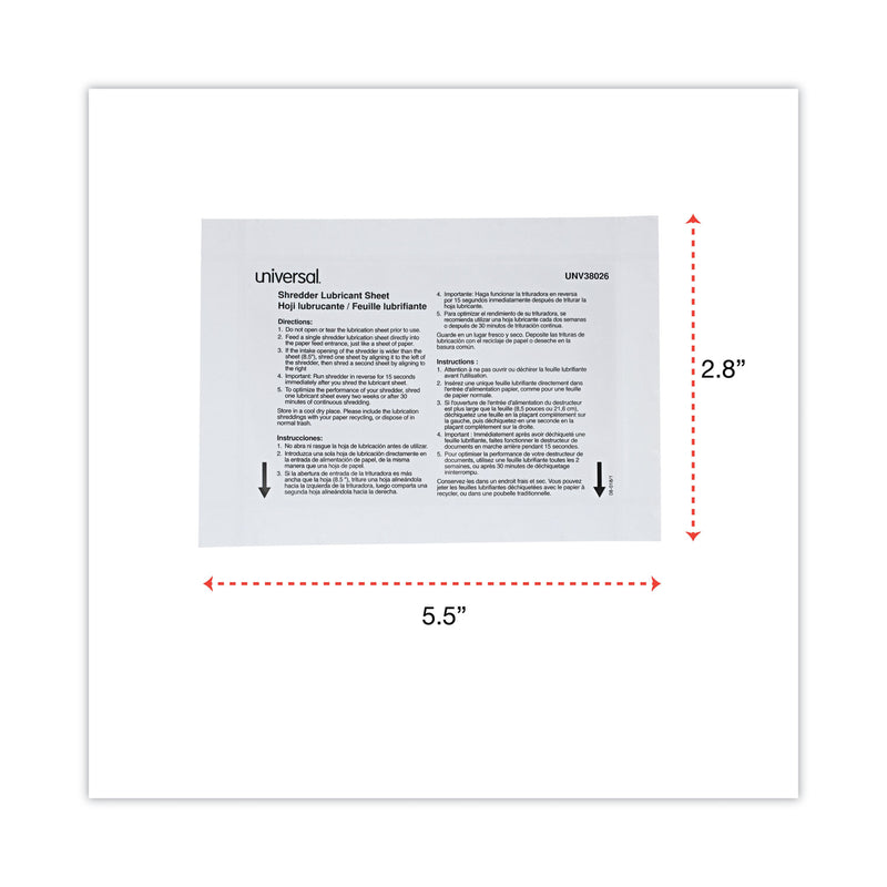 Universal Shredder Lubricant Sheets, 5.5 x 2.8, 24 Sheets/Pack
