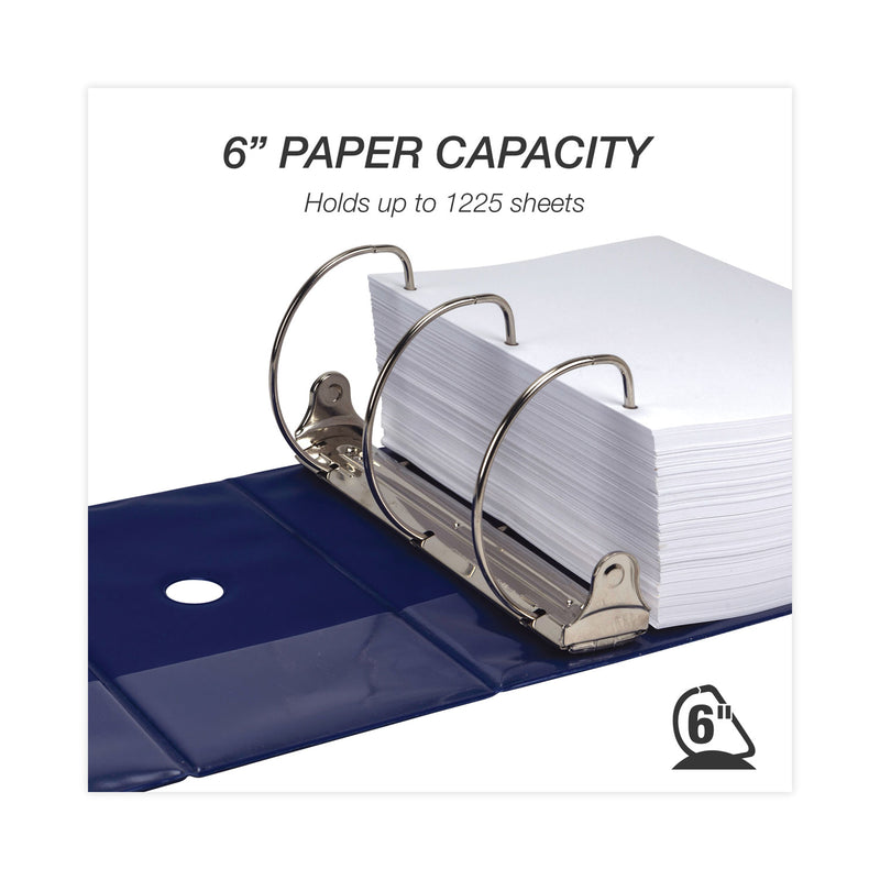 Samsill Clean Touch Locking D-Ring Reference Binder Protected w/Antimicrobial Additive, 3 Rings, 6" Capacity, 11 x 8.5, Blue