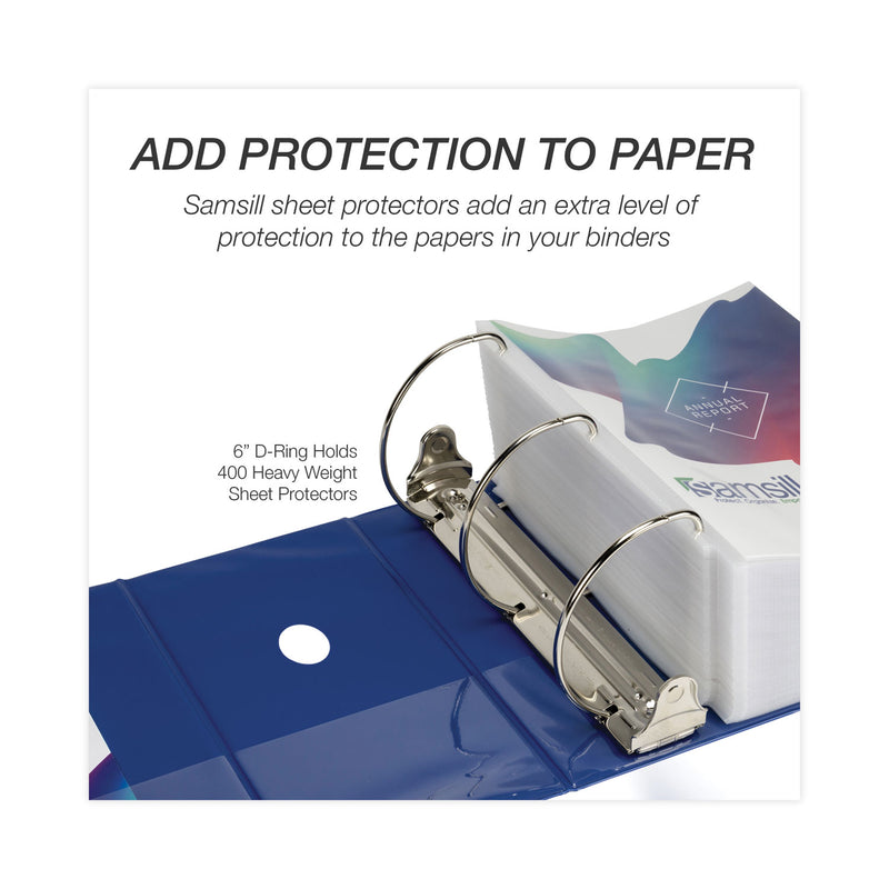 Samsill Clean Touch Locking D-Ring Reference Binder Protected w/Antimicrobial Additive, 3 Rings, 6" Capacity, 11 x 8.5, Blue