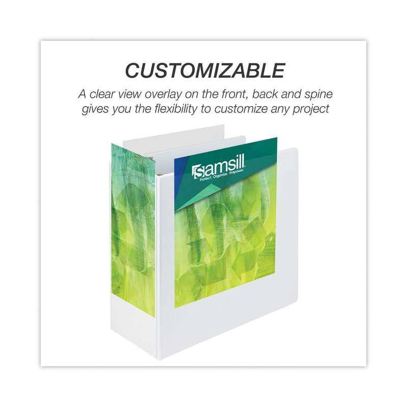 Samsill Earth's Choice Biobased Round Ring View Binder, 3 Rings, 5" Capacity, 11 x 8.5, White
